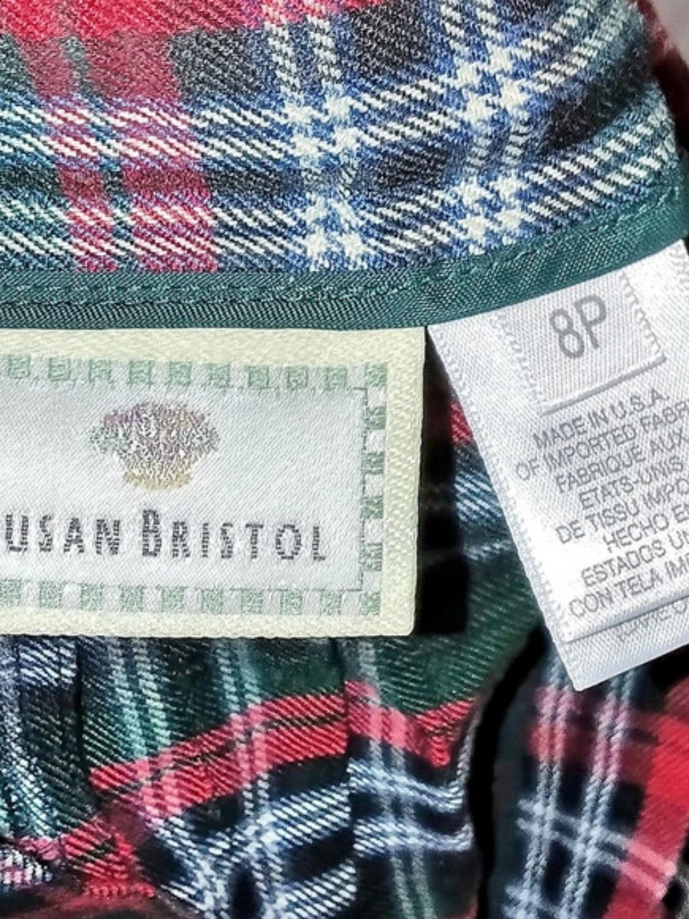 Vintage Susan Bristol Tartan Plaid Pleated Skirt Women's 8P Preppy Academia - Picture 2 of 6